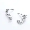Corea del Sur Pendientes Elegantes de Estrella para Mujer Estilo Coreano Borla Estrella de Cinco Puntas Luna Asimétricos Joyería de Circonita