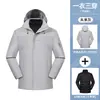 Chaqueta de plumas tres en uno para otoño e invierno, una prenda para tres usos, a prueba de viento e impermeable, estilo para parejas, chaqueta para acampar al aire libre, disponible impresión de logo