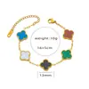 Trébol de Cuatro Hojas Transfronterizo Rojo Cibernético Chapado en Oro de 18k Doble Cara OL Fritillaria Trébol de Cuatro Hojas de la Suerte Pulsera Collar Anillo Pendientes