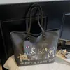 Bolsa Tiracolo de Lona de Grande Capacidade Sacola de Compras para Mulheres Indo para a Aula Bolsa de Ombro de Desenho Animado Bolsa de Mamãe Bolsa Tote para Fitness Viagem