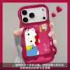 Capa de celular de gato de desenho animado fofa para Apple 16pm, iPhone 17, 15 com suportes duplos, 18 silicone, 14 exterior