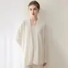 Cardigan de Tricô Feminino Sem Botões, Novo Outono/Inverno Solto Manga Longa Decote V Cor Sólida 100% Caxemira Jaqueta Suéter, Versátil