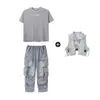 Roupa Infantil Moderna de Dança de Rua Roupa Infantil Moderna Hip-Hop Marca Hiphop Camuflada Colete Terno Meninos Legal e Bonito Solto Roupa de Performance