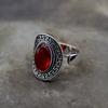 Anillo de seguridad ovalado de imitación de jade Hetian con diseño de bambú para el dedo índice, estilo retro elegante, anillo abierto de bambú