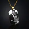 Acero inoxidable brillante color militar impresión de marca foto collar personalidad tendencia diy grabado láser pareja cadena de clavícula venta al por mayor