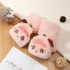 Guantes de Medio Dedo abatibles para Estudiantes Chicas Lindas con Dedos Libres de Invierno Espesados de Terciopelo Tela de Dibujos Animados Felpa para Escribir Oficina