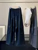 Calça cargo larga de cintura elástica com cordão para outono, estilo coreano, bolsos grandes, uso duplo, com punho, solta, calça casual versátil para mulheres