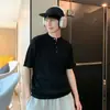 Camiseta de Manga Corta con Cuello Polo para Hombre, Verano, Fresca, Twist, Holgada, Tejida, Manga Media, Pesada, de Alta Gama