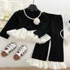 Novo Conjunto de Duas Peças Outono para Meninas 2025 Roupas Infantis Blusa de Manga Longa Color Block e Conjunto de Calças Transfronteiriço