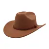 Nuevo Sombrero Vaquero Clásico Más Vendido con una Sola Correa, Sombrero de Cuero Color Canela Tachonado, Fedora Exquisito para Hombres y Mujeres, Sombrero de Jazz