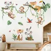Pegatinas de Pared de Dibujos Animados de Animales de la Selva Transfronterizos Elefante Jirafa León Cebra Pegatinas de Bosque Decoración de Fondo para Habitación Infantil
