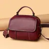 Bolso de Mujer Modelo Nuevo 2026 Hecho de Piel de Vacuno de Primera Capa, Bolso de Hombro Único con Bolso Cuadrado Pequeño Empalmado, Cruzado