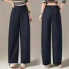 Pantalones de pierna ancha, de tiro alto, casuales, holgados, largos, con una caída favorecedora, efecto adelgazante, estilo de pierna recta, talla grande, adecuados para otoño, cubren las caderas, versátiles y transpirables