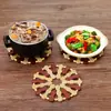 Tigela Redonda de Bambu Tapete de Mesa Tapete de Lugar Tapete de Mesa Porta-Copo Bambu Resistente ao Calor Base para Panela Isolamento Doméstico Yiwu Loja de 2 Reais Atacado