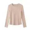 Nueva Camiseta de Manga Larga de Lyocell para Mujer Otoño/Invierno 2026, Top Grueso Casual con Forro Polar como Capa Base