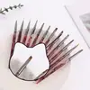 Conjunto de pincéis para nail art, estilo aquarela vinho, para desenhar linhas, criar padrões florais e misturar cores; inclui pincéis de ponta redonda, ponta chata e ponta quadrada para aplicação de esmalte em gel