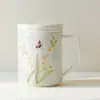 Caneca de Cerâmica para Escritório com Tampa, Filtro Interno, Infusor de Chá, Caneca com Separação de Chá e Água, Caneca Pessoal Pintada à Mão da Dinastia Tang e Song