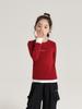 Vestido de Outono Pudding Haru Nova Camiseta Básica para Meninas 2024 Primavera e Outono Nova Camiseta Básica Infantil Fake Duas Peças