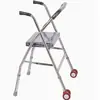 Andador de Acero Inoxidable con Asiento para Personas Mayores, Andador de Rehabilitación de Cuatro Patas, Plegable, para Uso en Casa, Ajustable, Antideslizante