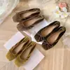 Casa de la Uva~Nueva Colección de Otoño: Zapatos Planos de Terciopelo Estilo Ballet Suaves Elegantes Cuadrados con Lazo, Zapatos Planos para Mujer de Tacón Bajo
