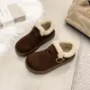 Zapatos Birkenstock Cómodos de Suela Gruesa de Moda para Mujer 2026 Otoño/Invierno Nuevo Estilo Calidez con Felpa Hebilla de Cuero Suela Suave Zapatos de Algodón para la Nieve