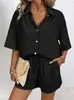 Traje Casual de Moda 2026 Amazon Moda Europea y Americana Elegante Camisa de Manga Corta para Mujer Conjunto Holgado de Dos Piezas Venta al por Mayor