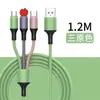 Cable de Carga Rápida para Teléfono Móvil de Uno a Tres Adecuado para Apple Huawei Cable de Carga 5A Cable de Datos Tres en Uno de Silicona Líquida