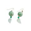 Brincos de Gancho de Contas Redondas de Jade Birmanês Natural de Grau A Brincos de Folha de Jade Atacado Dropshipping S3120901