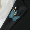 Broche borboleta azul diamante pérola estilo europeu e americano transfronteiriço senso de design terno casaco cardigã pino moda corsage
