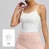 TATABLANOM Top Esportivo com Sutiã Embutido Feminino Alta Elasticidade Sem Costura Yoga Fitness Regata Alças Fixas Bojo Anti