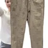 Pantalones Casuales de Moda para Hombre, Versátil Nueva Moda de Primavera, Estilo Europeo Jacquard Ajustados Celebridad de Internet Pantalones Jogger Elásticos Harem