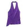 Para Comércio Exterior Transfronteiriço Europeu e Americano Roupas Femininas Aliexpress Mais Vendidas Verão Simples Versátil Textura de Cetim de Seda Top com Decote Halter