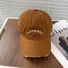 Zhao Lusi letras lavadas y desgastadas para mostrar la cara pequeña bordado gorra de béisbol pareja Calle versátil profundo superior gorra con visera moda