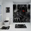 Cortina de ducha con estampado digital 3D, diseño de calavera de terror de Halloween, cortina divisoria de baño, juego de cinco piezas