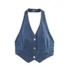 Comercio Exterior Transfronterizo Europeo y Americano Verano 2026 Retro Francés Ajustado Elegante Mezclilla Conjunto de Chaleco + Shorts para Mujer