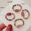 Anillo de cristal natural perla turmalina cristal fresa anillo que no se decolora anillo elástico simple para combinar con todo joyería de temperamento