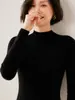 Suéter Feminino de Cashmere Sem Costura Peça Única Gola Alta Meia Slim Fit Tricotado Camada Base Suéter Simples para Mulheres