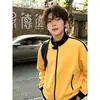 Sudadera de cuello alto con bloques de color estilo coreano para otoño 2026 para hombres y mujeres, con rayas laterales, corte holgado, efecto adelgazante y estilo cárdigan casual de manga larga