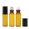 Botella de Cuentas de Aceite Esencial 5ml Vidrio Transparente Marrón Botella de Aceite Esencial Botella de Cuentas para Perfume Botella de Vidrio Pequeña para Cosméticos