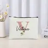 Bolsa de Maquiagem Floral Carta Casamento Presente para Madrinha Organizador de Cosméticos de Viagem Bolsa Lateral Estojo para Lápis Feminino Carteira