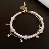 Pulseira Dupla Camada de Pérolas com Estrela de Zircônia e Contas Estilo Francês, Luxo Leve, Sensação de Alto Padrão, Design de Nicho, Joia Elegante