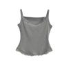 Camisola Tejida con Encaje de Pestañas Pequeño Chaleco para Mujer Verano 2024 Nuevo Top Interior Básico Spice Girl