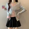 6 Lana Lavada Nuevo Diseño Otoño para Mujer Estilo Suave Suéter de Punto de Manga Larga con Falso Dos Piezas y Puntadas Color Block