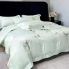Juego de Cuatro Piezas de Algodón de Fibra Larga de Lujo, Funda Nórdica 100% Algodón, Sábana de Cama de Algodón Puro, Sábana Ajustable, Funda de Colcha, Ropa de Cama para Todas las Estaciones 1.8m