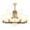 Novo Lustre Completo de Cobre Chinês para Sala de Estar Estética da Dinastia Song Madeira Maciça Retrô Grande Salão de Jantar Lâmpada Nova de Alta Qualidade 97H