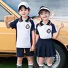 Roupas de jardim para creche verão estilo faculdade roupas de aula manga curta Roupa esportiva terno infantil uniforme de escola primária verão Novo