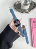 Adequado para iWatch78 geração Denim canvas anel duplo pulseira de corrente de metal Applewatch Apple Watch strap