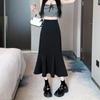 Saia Midi Evasê, Novo Estilo Primavera, Tamanho Plus Size, Formato Pera, Cintura Alta, Emagrecimento, Preta, Fashion, Versátil Saia Evasê, Tendência