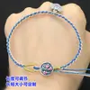 S999 Plata de Pie Azul Quemado Pegamento de Gota Candado Ruyi Etiqueta Tarjeta Cuerda de Mano Tejida Pulsera Collar Accesorios DIY Hechos a Mano