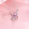 Collar Love Planet para mujer, plata de ley S925, con diamantes rosas, estilo coreano, nicho ligero, cadena de clavícula de lujo de alta gama, regalo